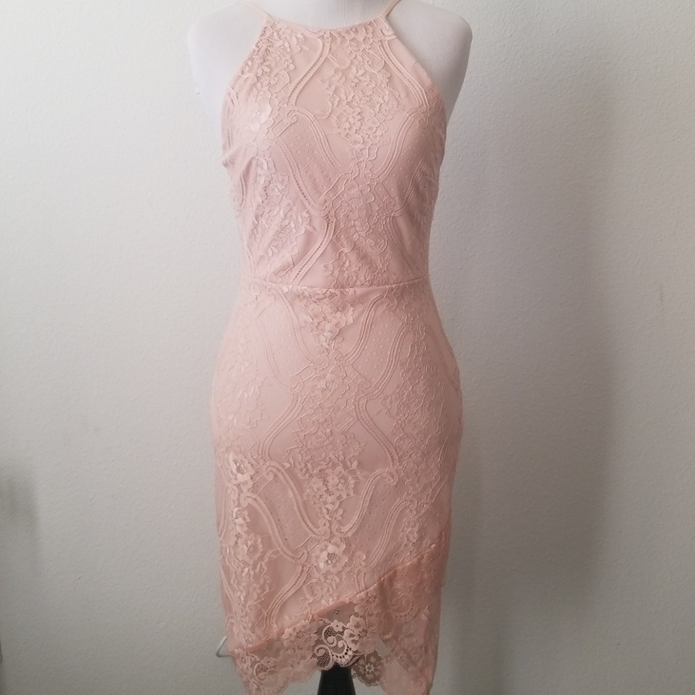 Cute, light pink lace dress
